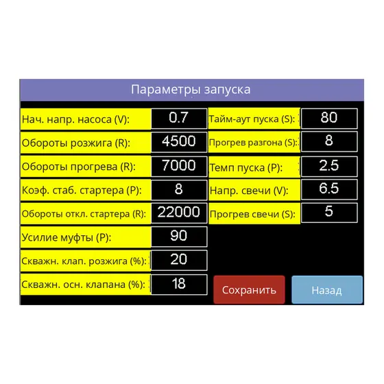 Пульт GSU - параметры запуска