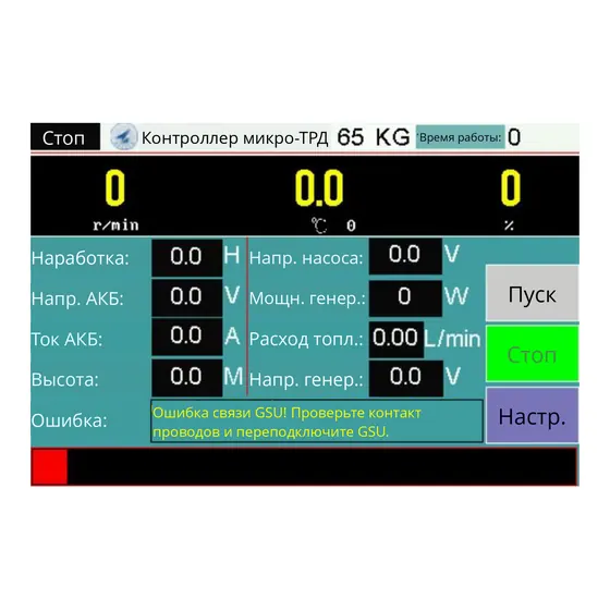 Пульт GSU - главный экран